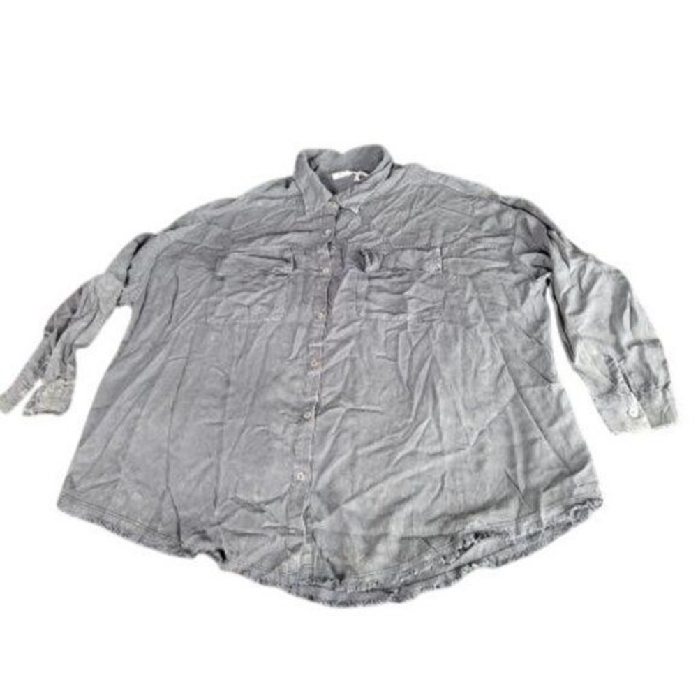 Sewn + Seen Womens Sz L Gray Button Up Shirt Western Cowgirl Made In USA NWT